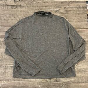 Express grey mock neck long sleeve relaxed fit cozy soft shirt NEW size small